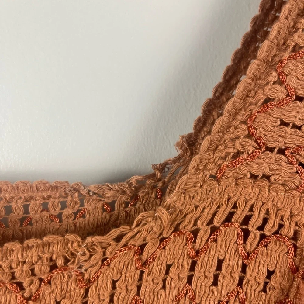 Free People Dancing In The Waves Romper in Rust Orange Balloon Sleeves size XS